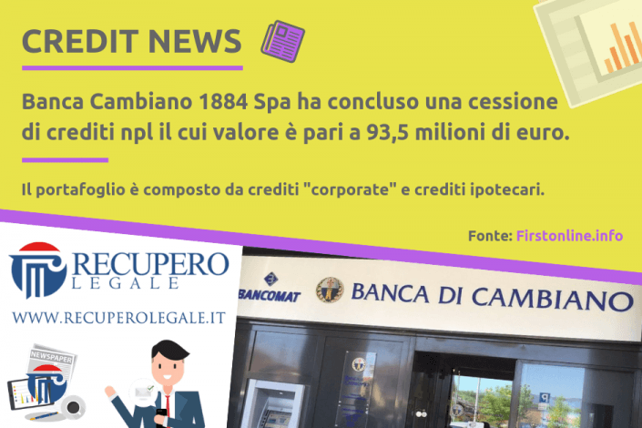 Banca Cambiano cessione npl
